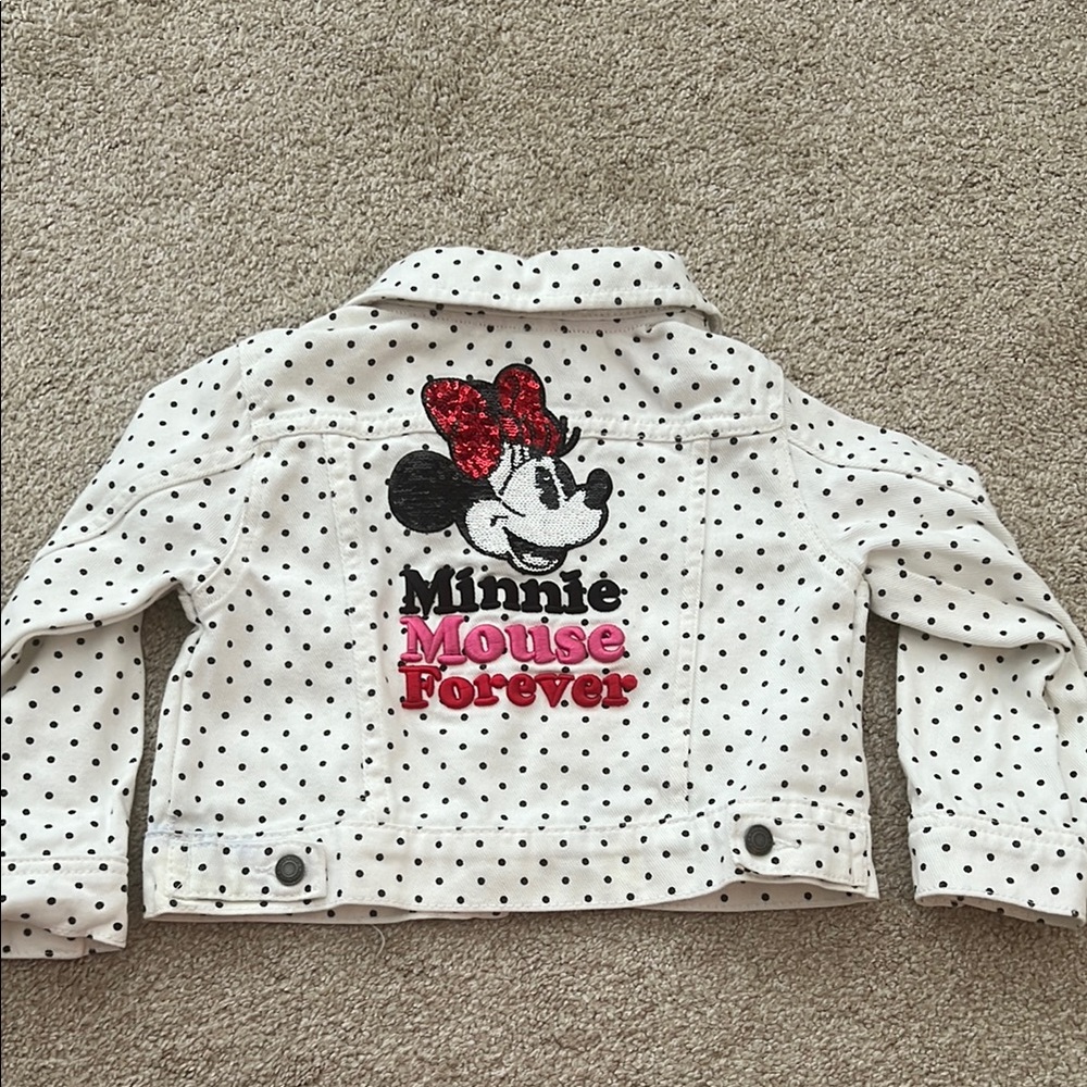 Disney Minnie Mouse White Polka Dot Jean Jacket